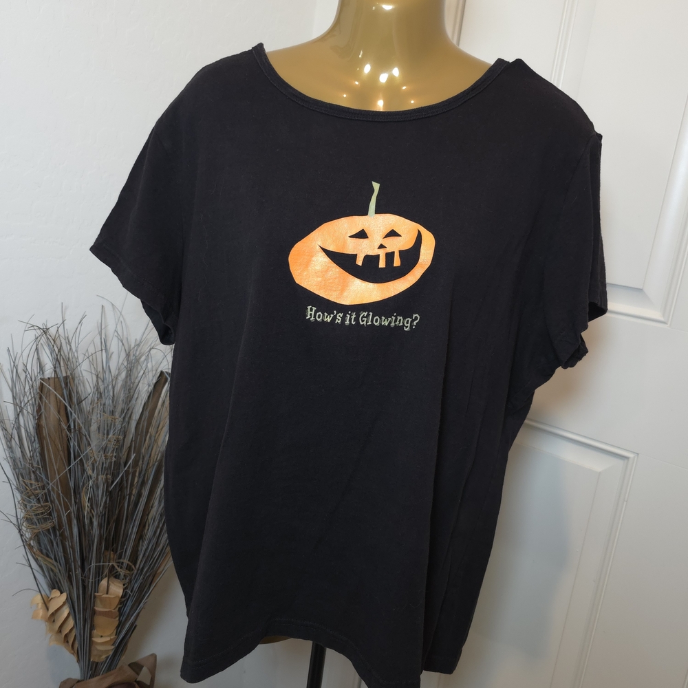 Women's Halloween Jack-O-Lantern How's It Glowing T-Shirt Xl (16/18) Tee
